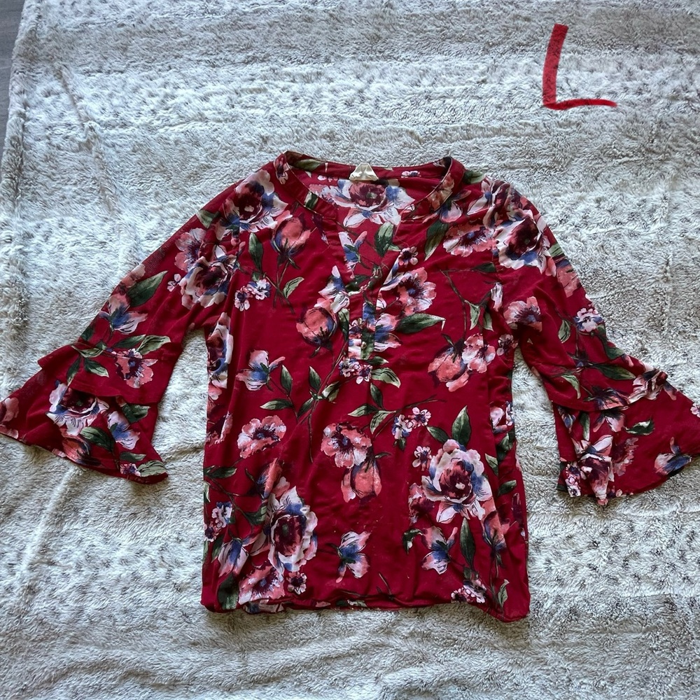 Ember Floral Red Women's blouse - L